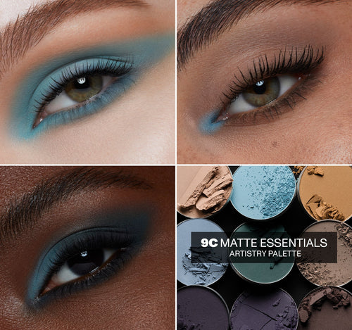 9C Matte Essentials Artistry Palette - eye macros on three different skin tones, view larger image-view-4